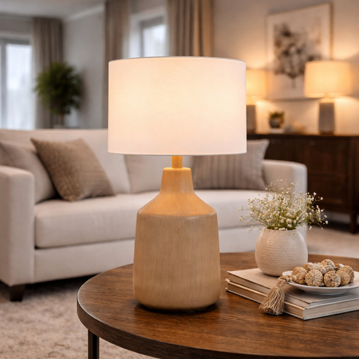 Concrete Base Linen Table Lamp | Oroa.com