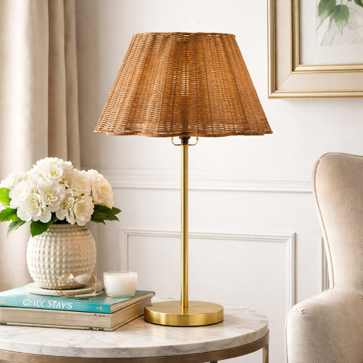 Modern European furniture - Wavy Rattan Accent Table Lamp - www.oroa.com | Oroa.com