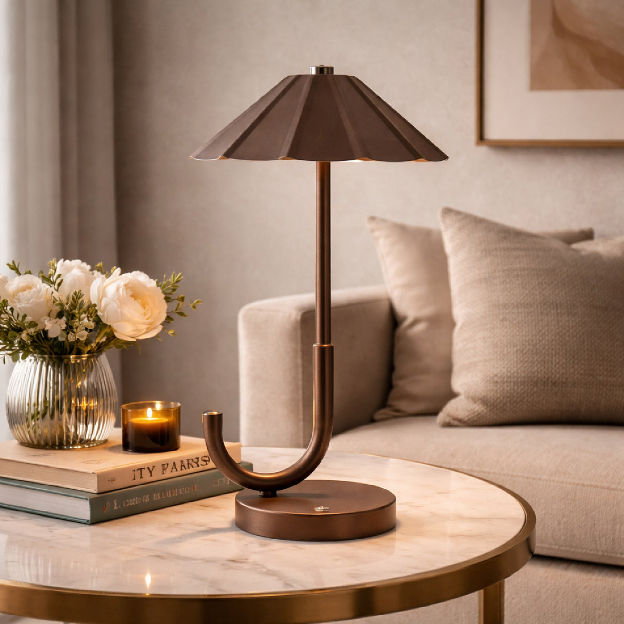 Modern European furniture - Brown Umbrella-Inspired Table Lamp - www.oroa.com | Oroa.com