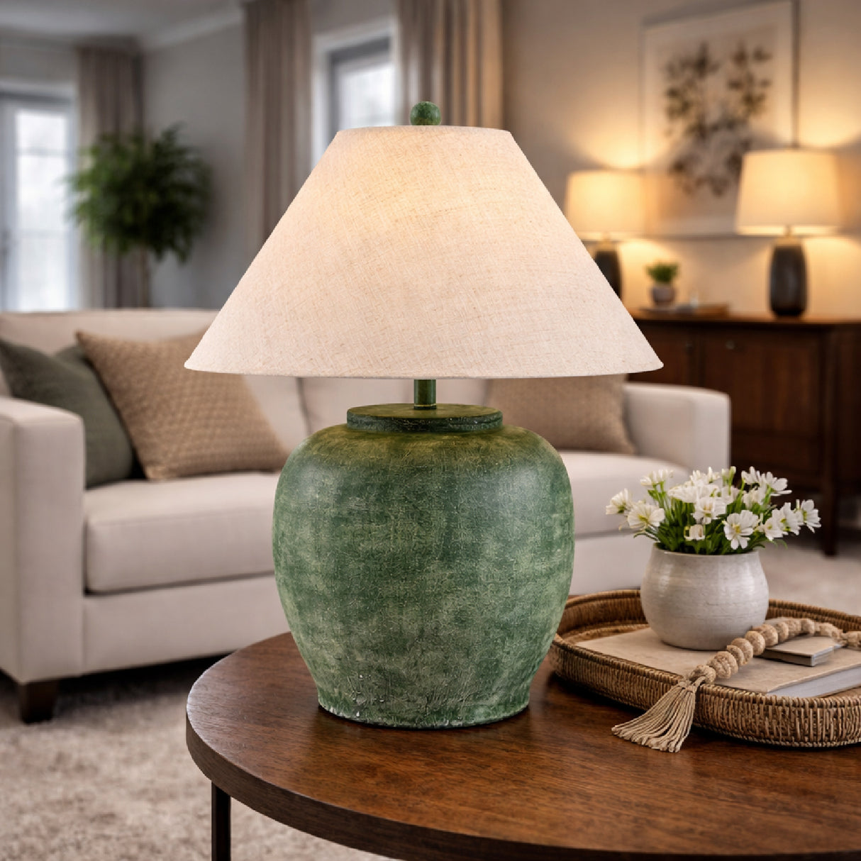 Painted Cement Linen Table Lamp | Oroa.com