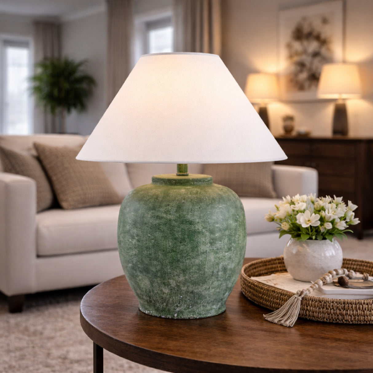 Painted Cement Linen Table Lamp | Oroa.com