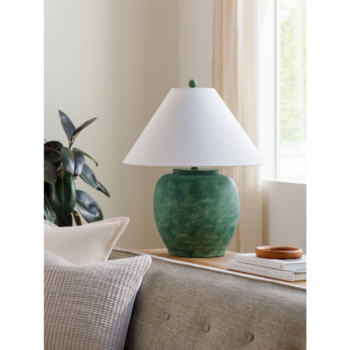 Painted Cement Linen Table Lamp | Oroa.com