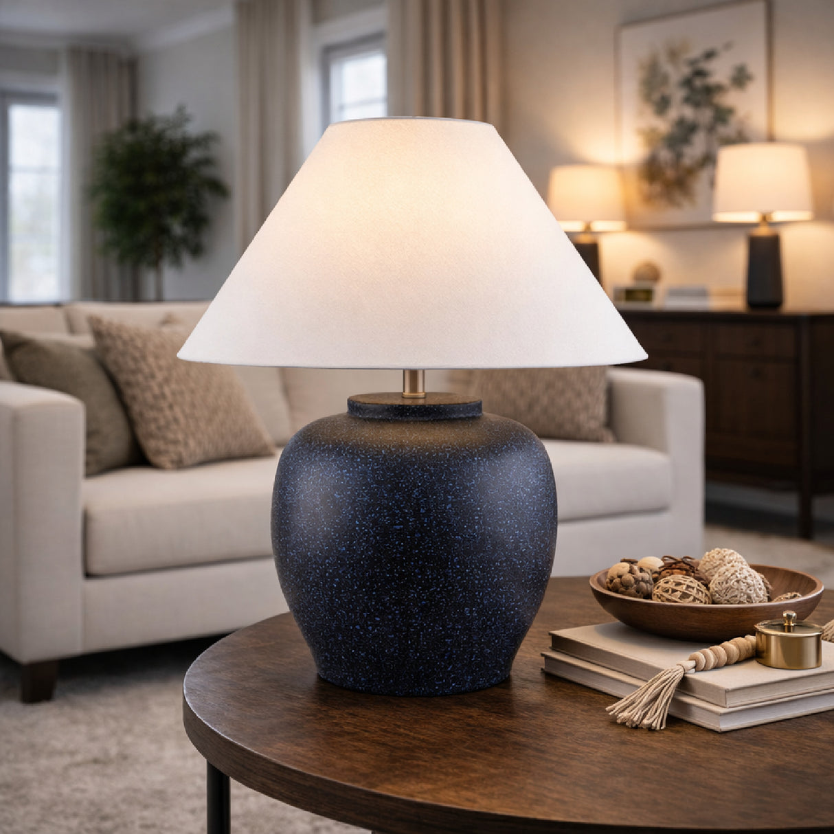 Painted Cement Linen Table Lamp | Oroa.com