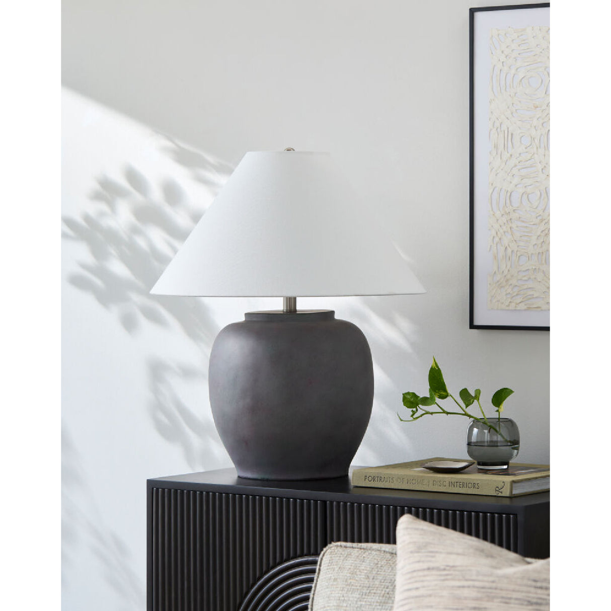 Painted Cement Linen Table Lamp | Oroa.com