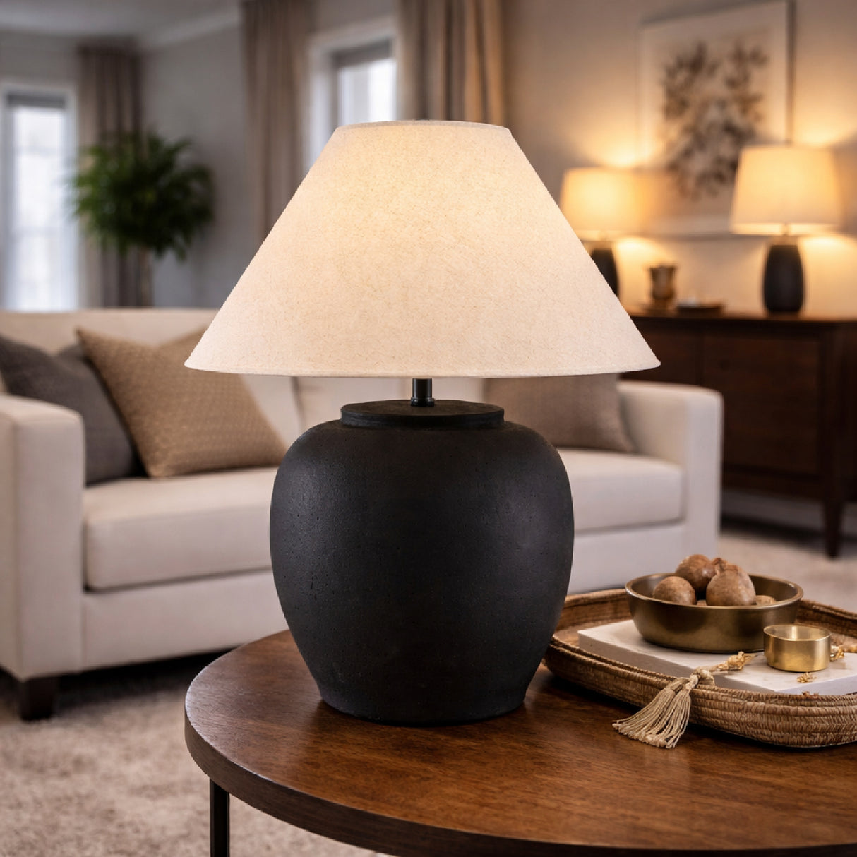 Painted Cement Linen Table Lamp | Oroa.com