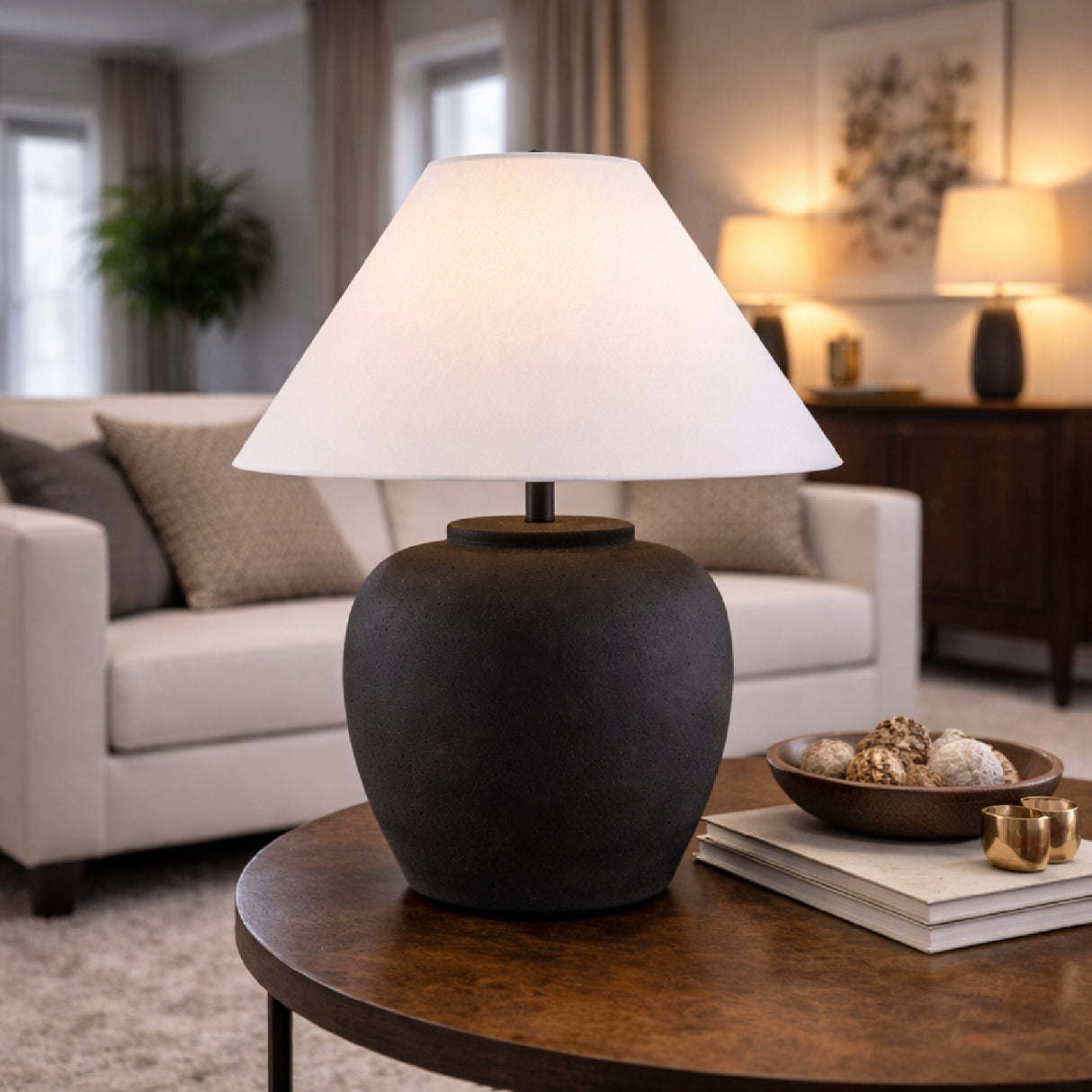 Painted Cement Linen Table Lamp | Oroa.com