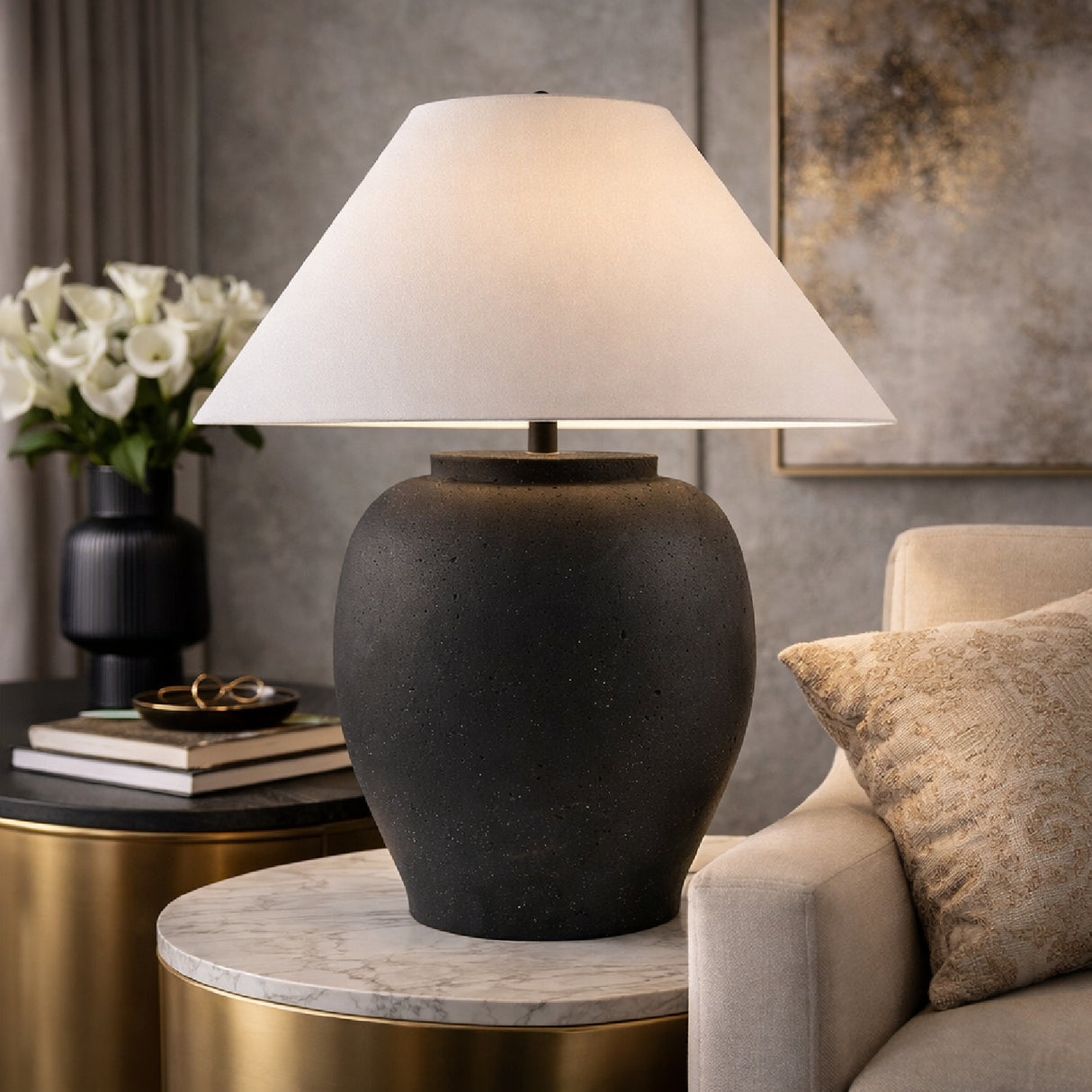 Modern European furniture - Cement Base Accent Floor Lamp - www.oroa.com | Oroa.com