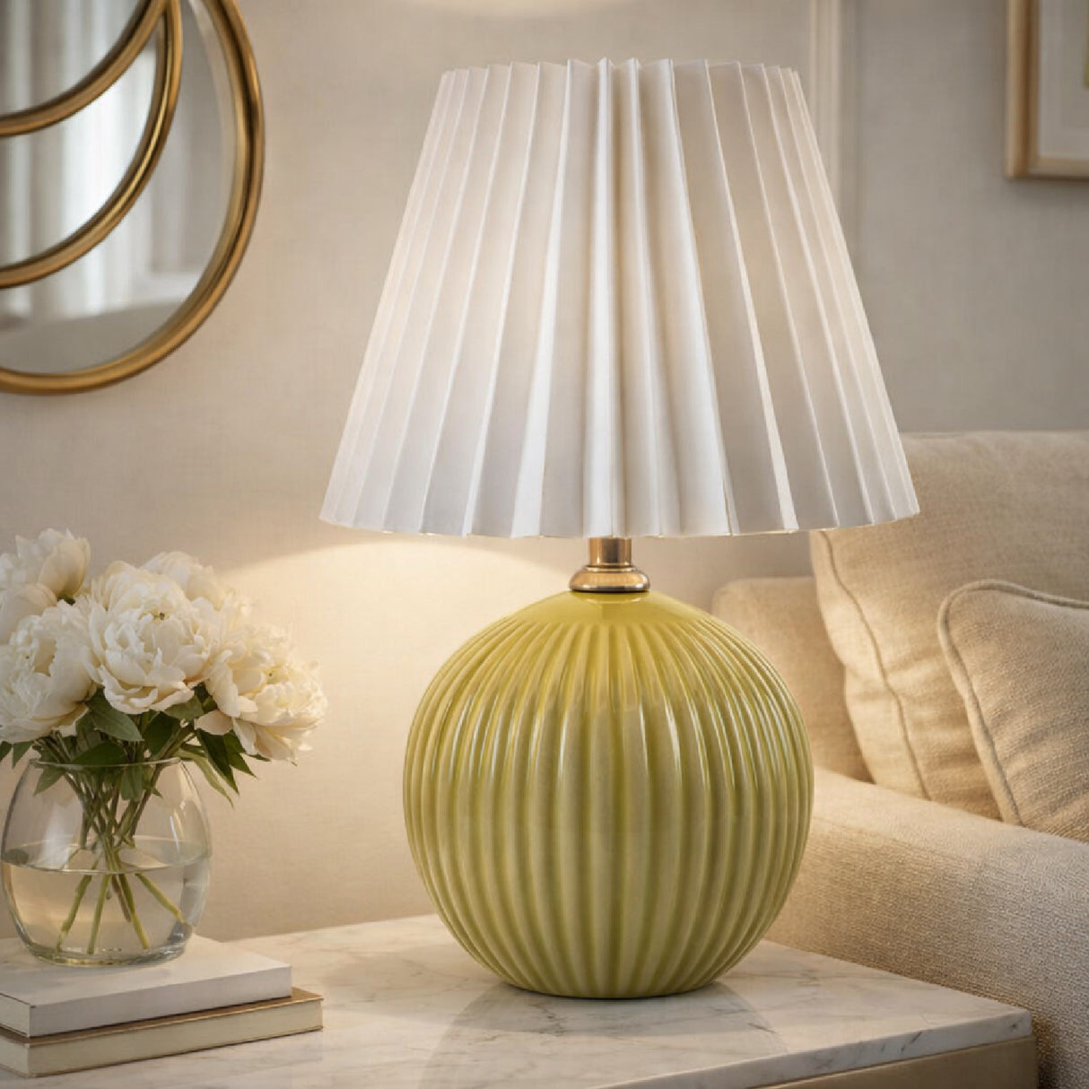 Pleated Linen Ceramic Table Lamp | Oroa.com