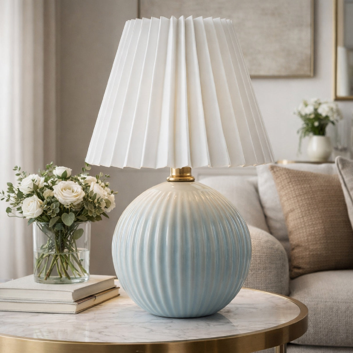 Pleated Linen Ceramic Table Lamp | Oroa.com