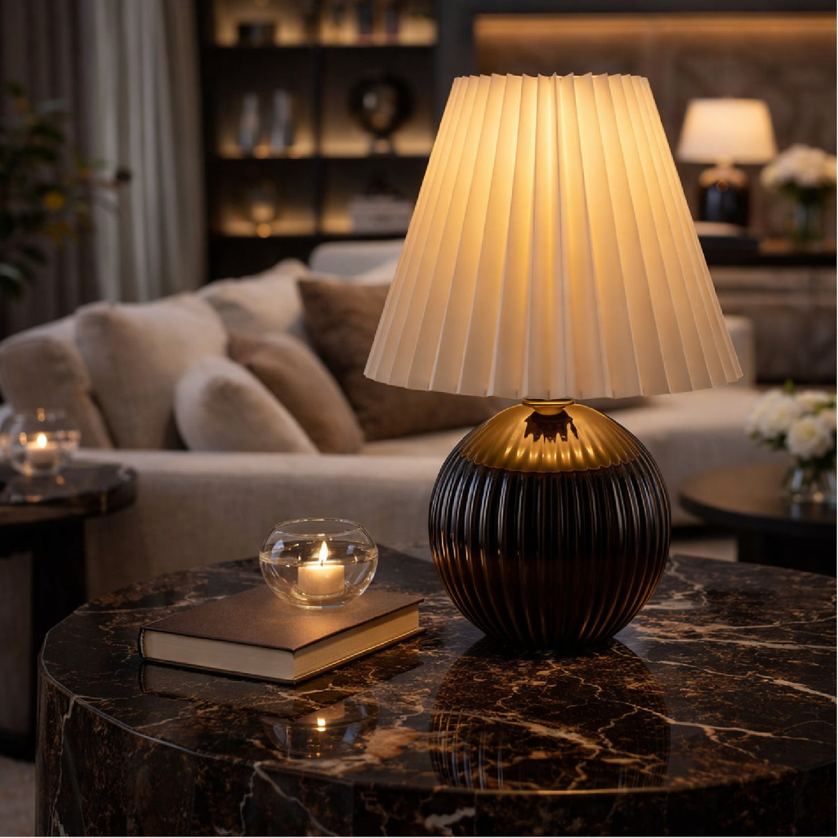 Pleated Linen Ceramic Table Lamp | Oroa.com