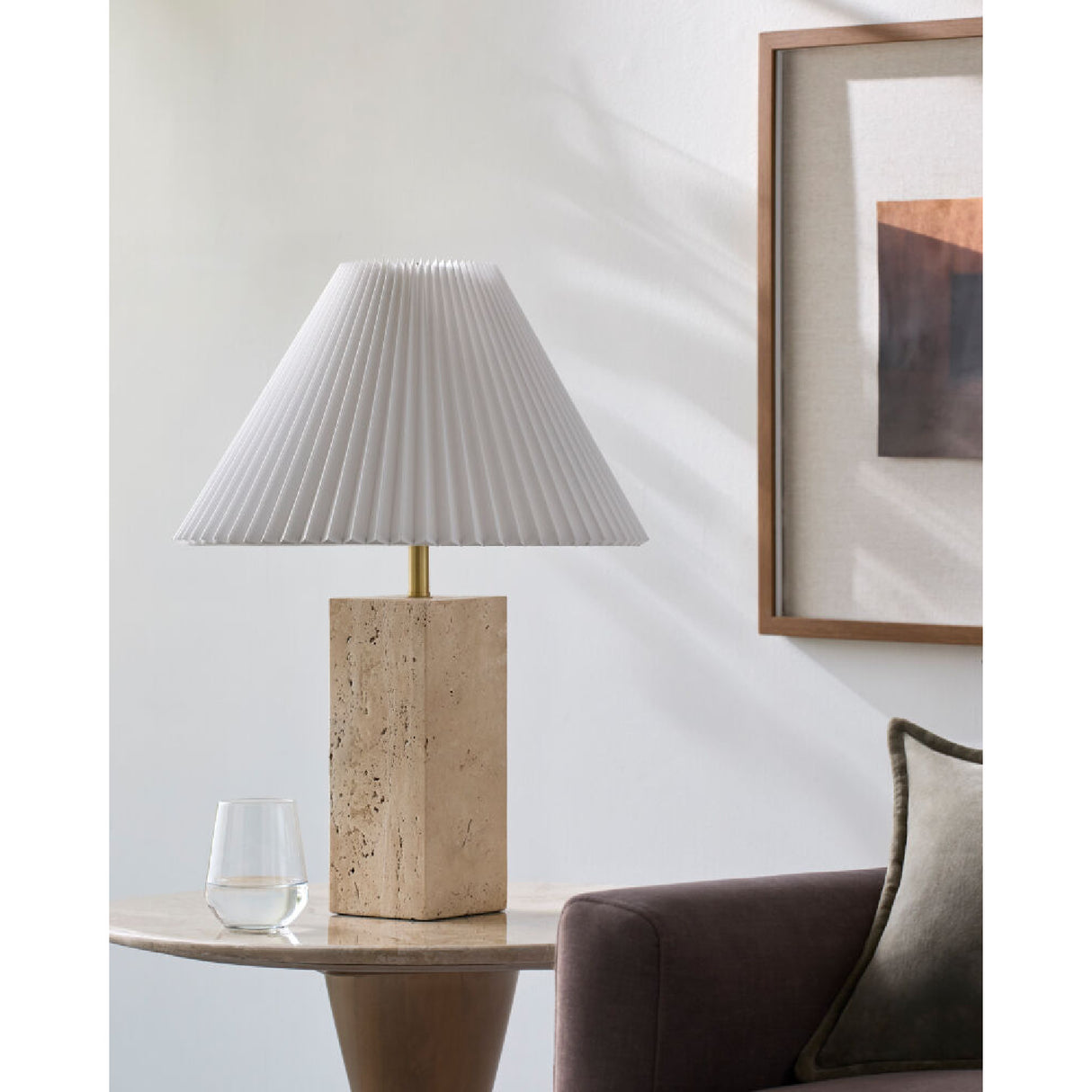 Modern European furniture - Square Travertine Empire Table Lamp - www.oroa.com | Oroa.com