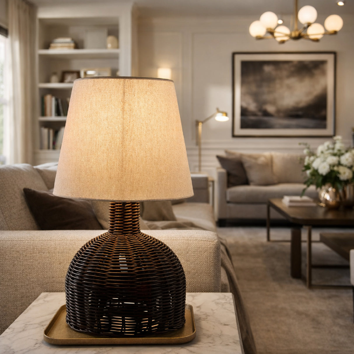 Brown Rattan Base Table Lamp | Oroa.com