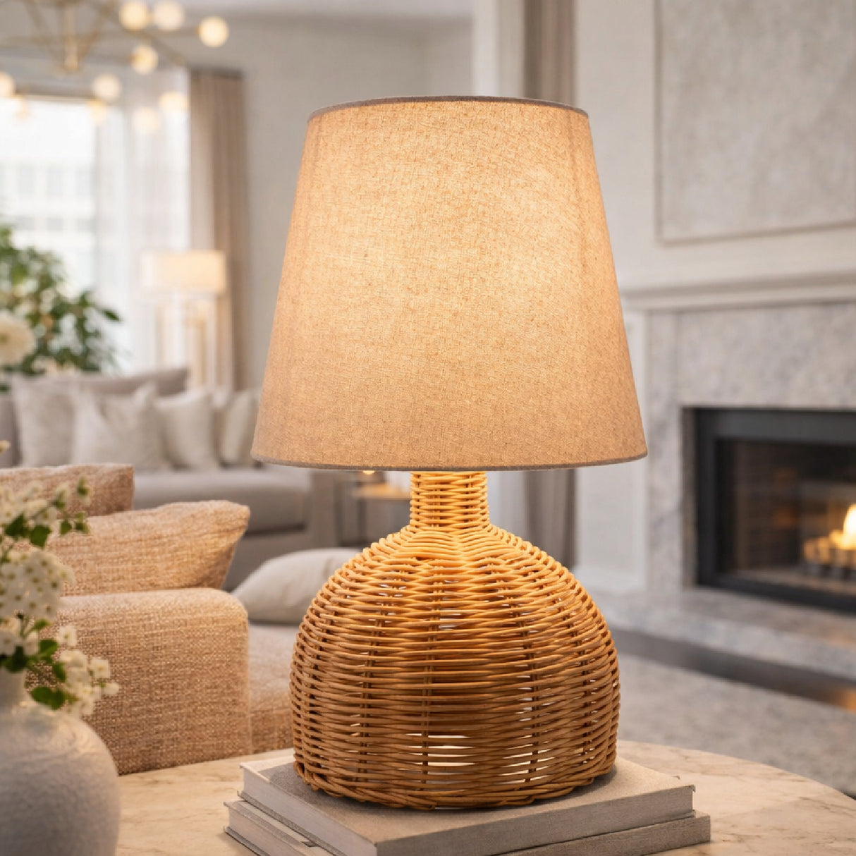 Brown Rattan Base Table Lamp | Oroa.com