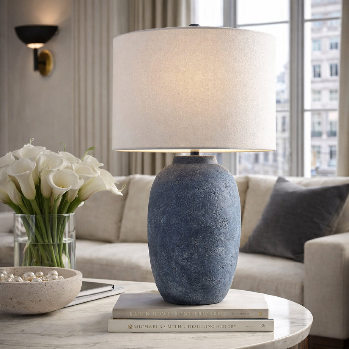 Linen Painted Cement Table Lamp | Oroa.com
