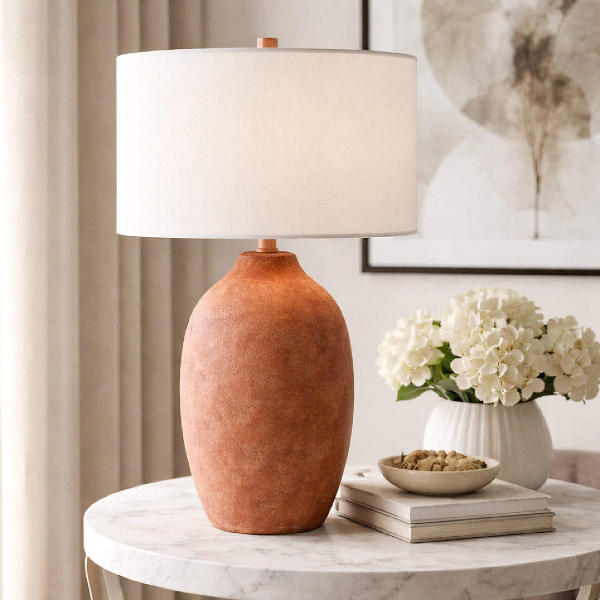 Linen Painted Cement Table Lamp | Oroa.com