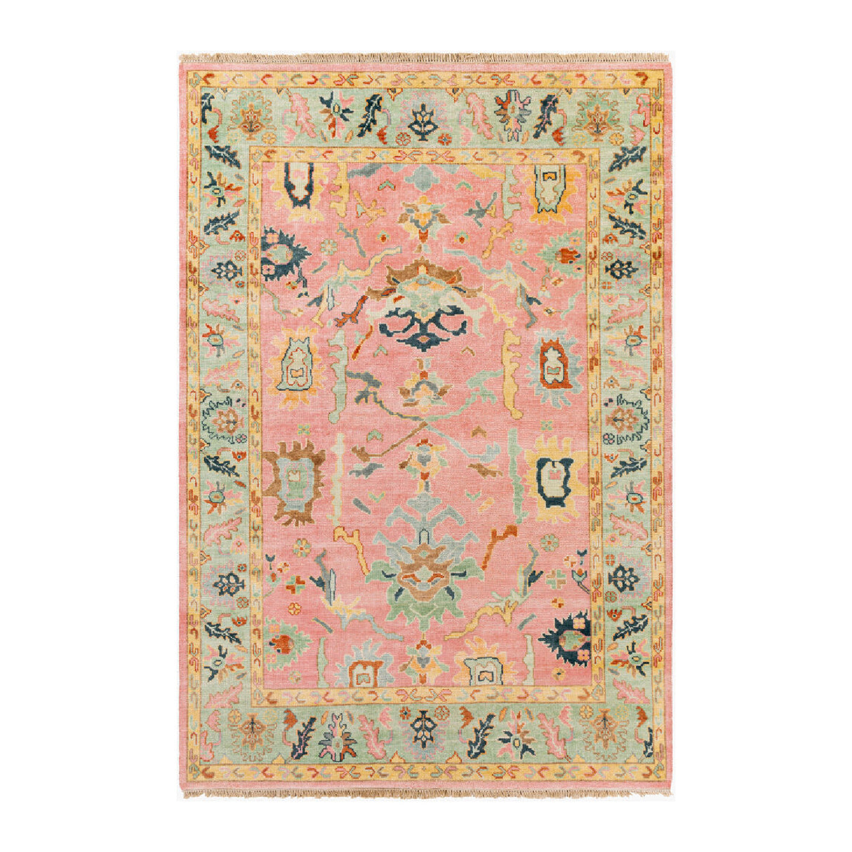 Modern European furniture - Pink Wool Fringed Carpet - www.oroa.com | Oroa.com