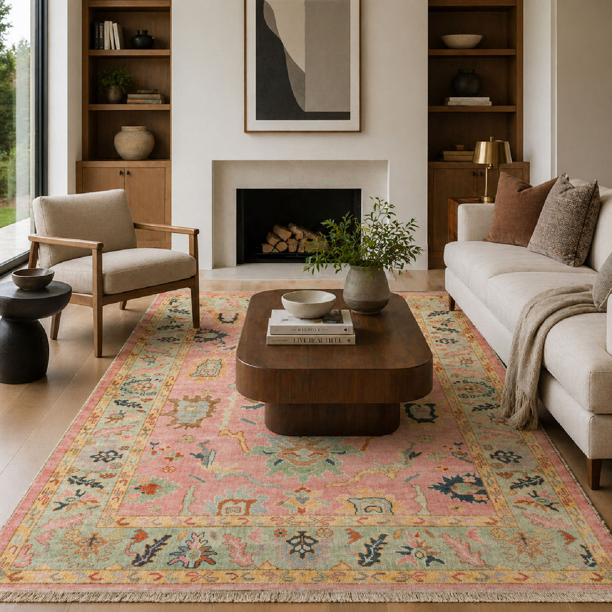 Modern European furniture - Pink Wool Fringed Carpet - www.oroa.com | Oroa.com