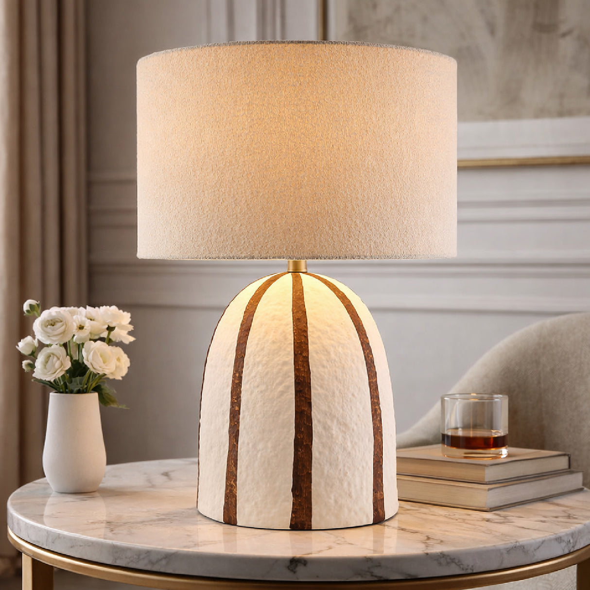 Vertical Lined Ceramic Table Lamp | Oroa.com