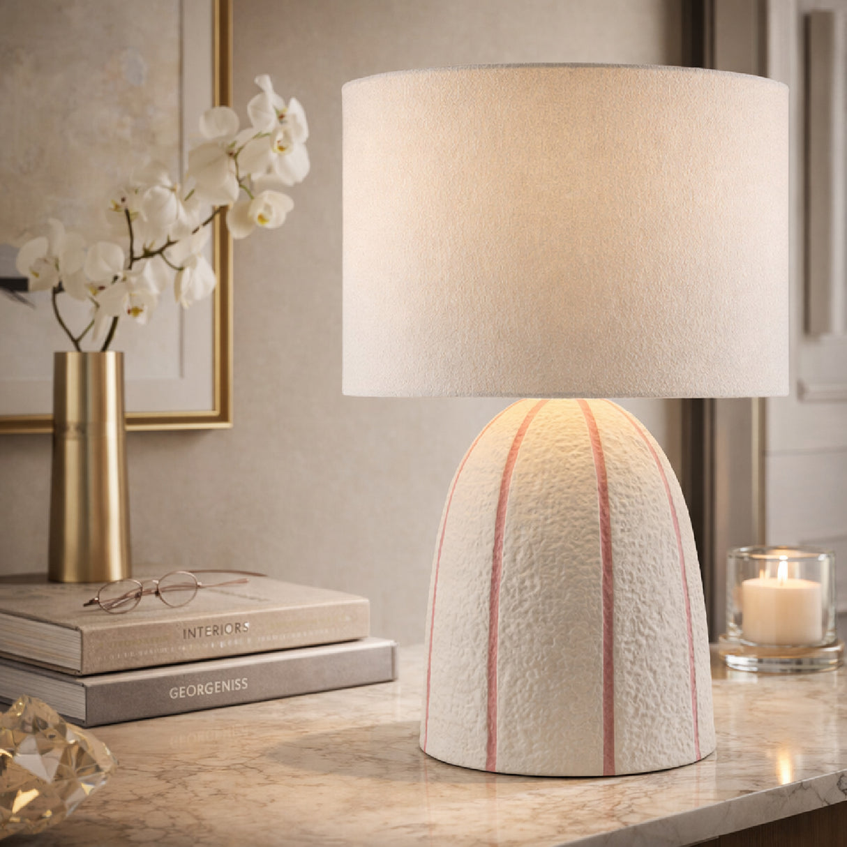 Vertical Lined Ceramic Table Lamp | Oroa.com
