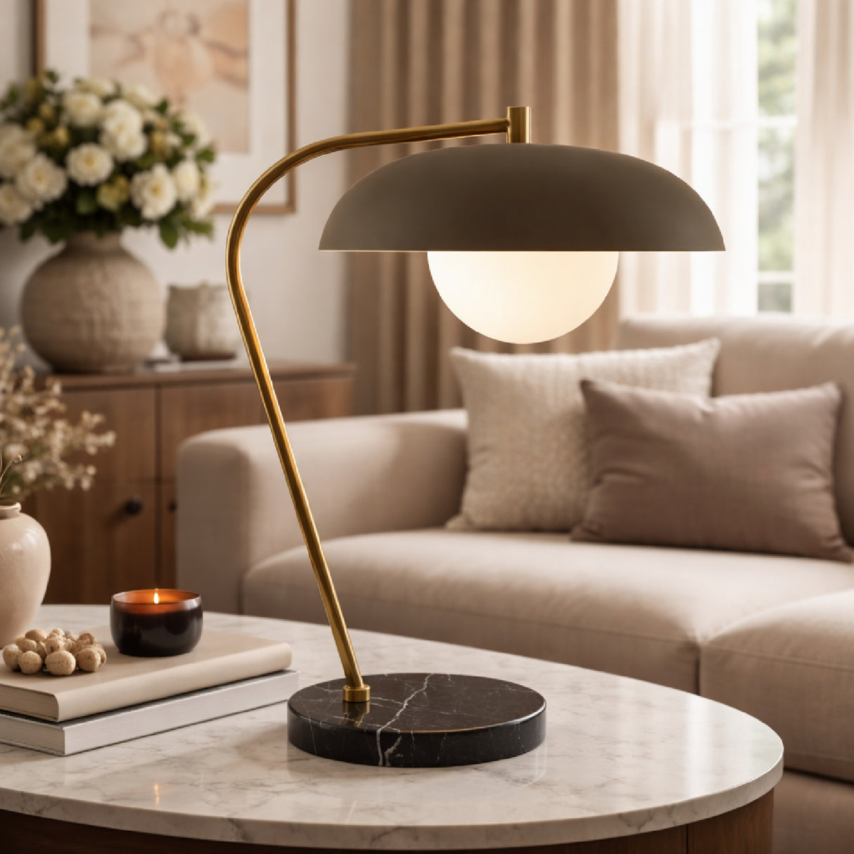 Glass Shade Sloped Table Lamp | Oroa.com