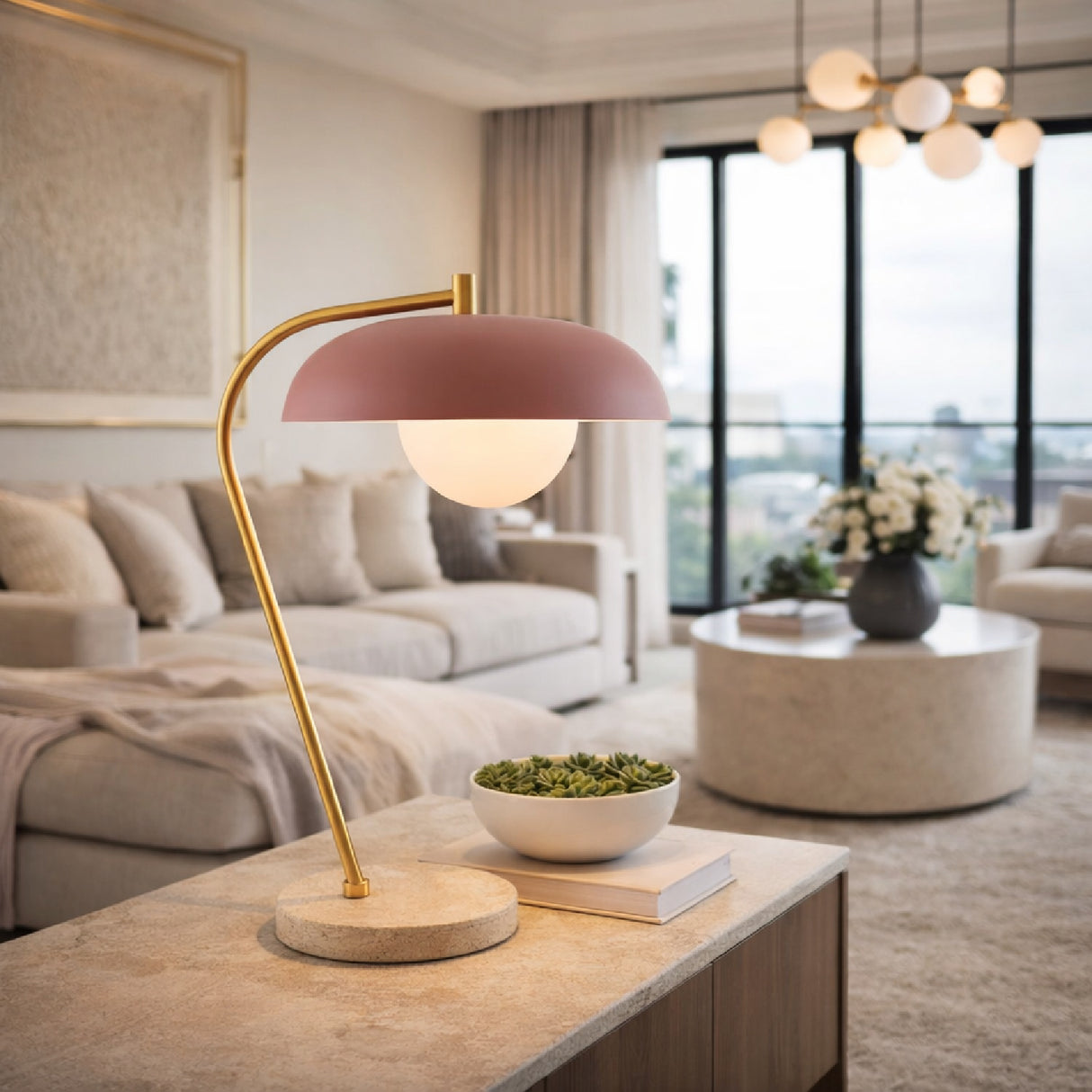 Glass Shade Sloped Table Lamp | Oroa.com