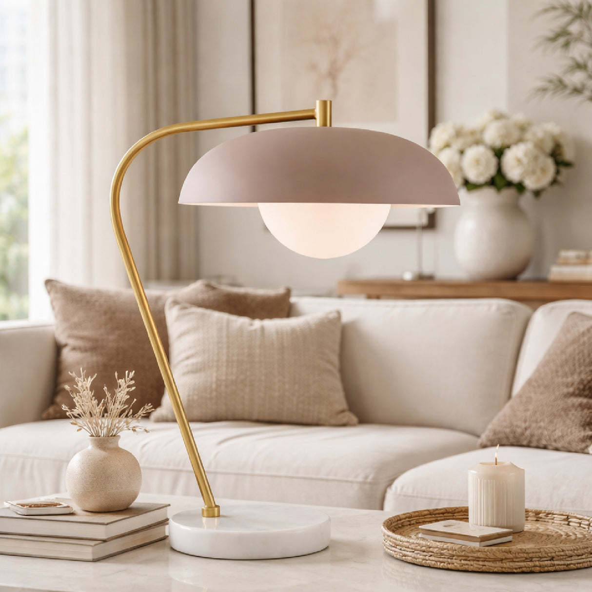 Glass Shade Sloped Table Lamp | Oroa.com