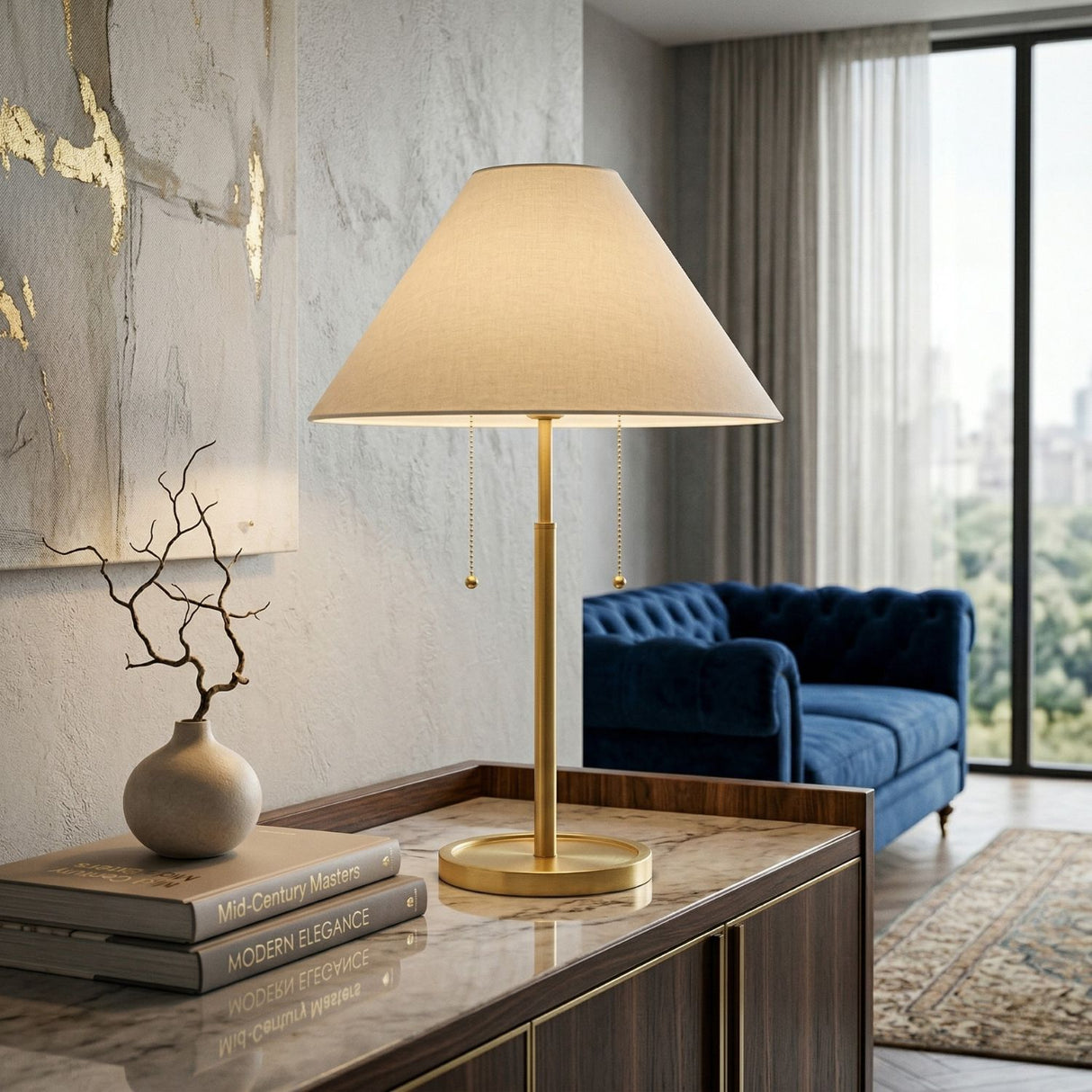 Modern European furniture - White Linen Gold Table Lamp - www.oroa.com | Oroa.com