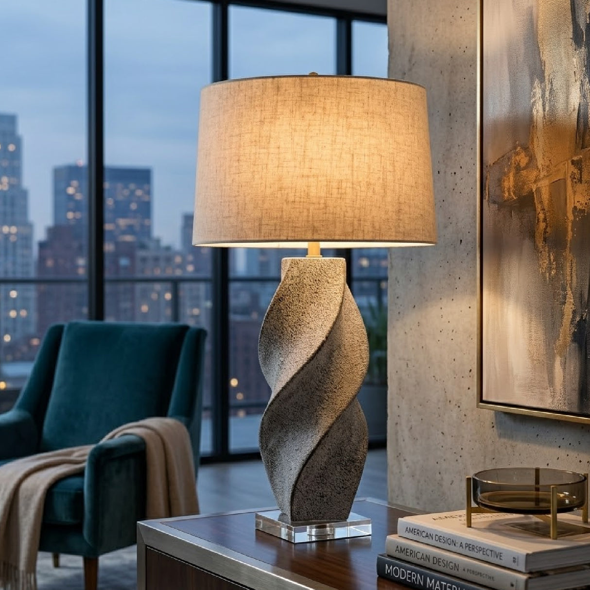 Modern European furniture - Twisted Ceramic Accent Table Lamp - www.oroa.com | Oroa.com