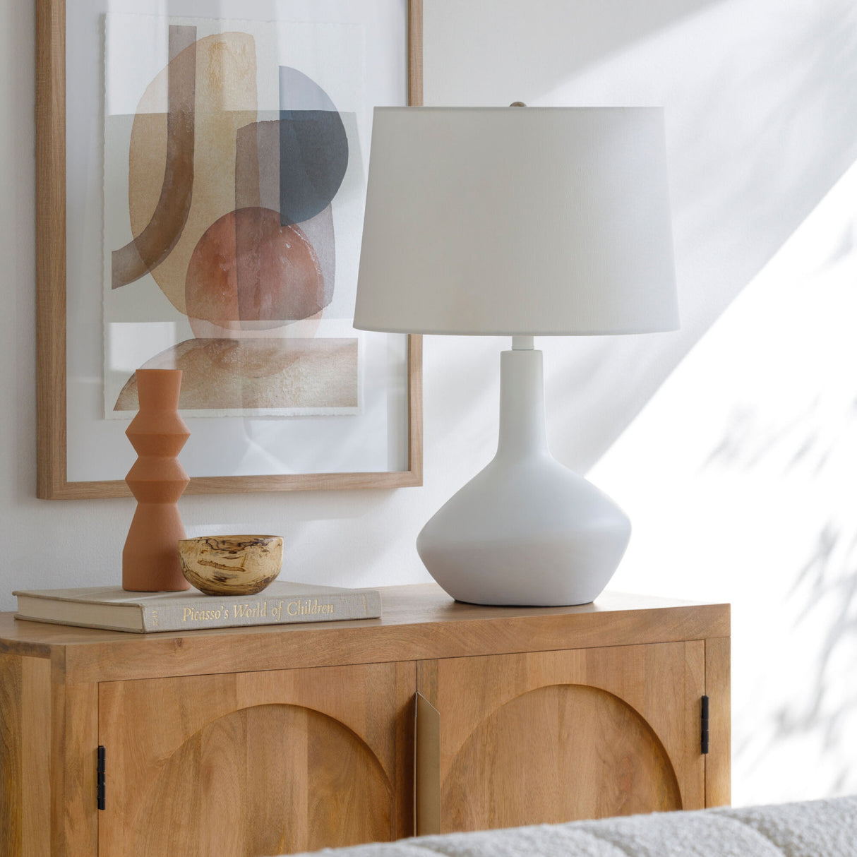 Modern European furniture - Ceramic White Linen Table Lamp - www.oroa.com | Oroa.com