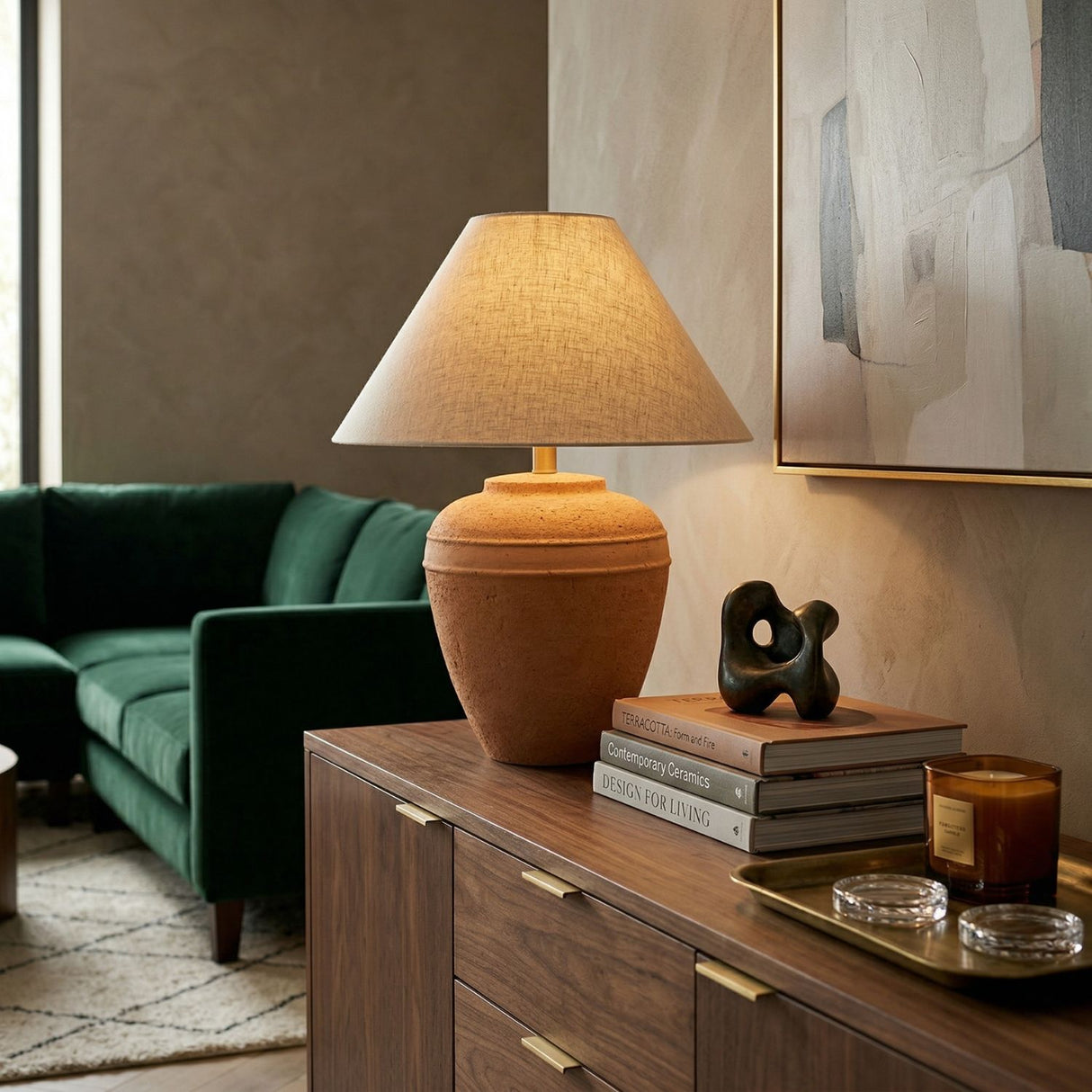 Modern European furniture - Glazed Brown Ceramic Table Lamp - www.oroa.com | Oroa.com