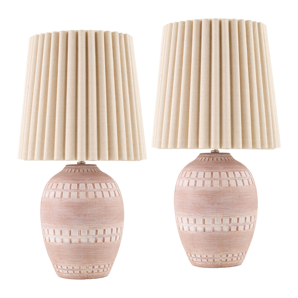 Modern European furniture - Ceramic Fluted Linen Table Lamps (2) - www.oroa.com | Oroa.com