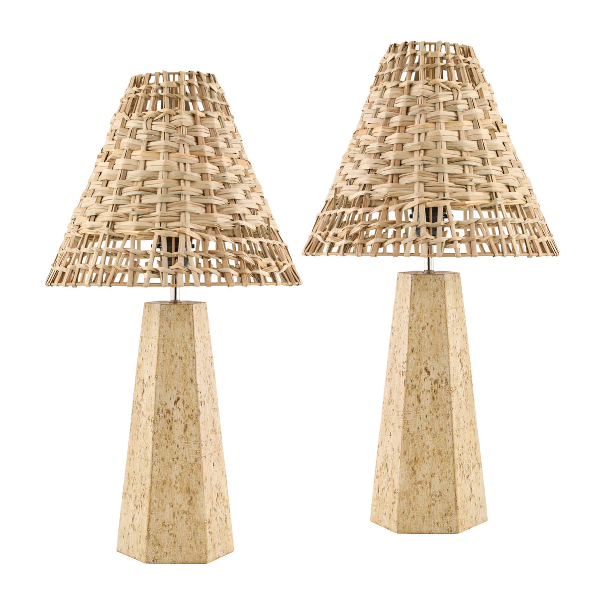 Modern European furniture - Braided Rattan Travertine Table Lamp - www.oroa.com | Oroa.com