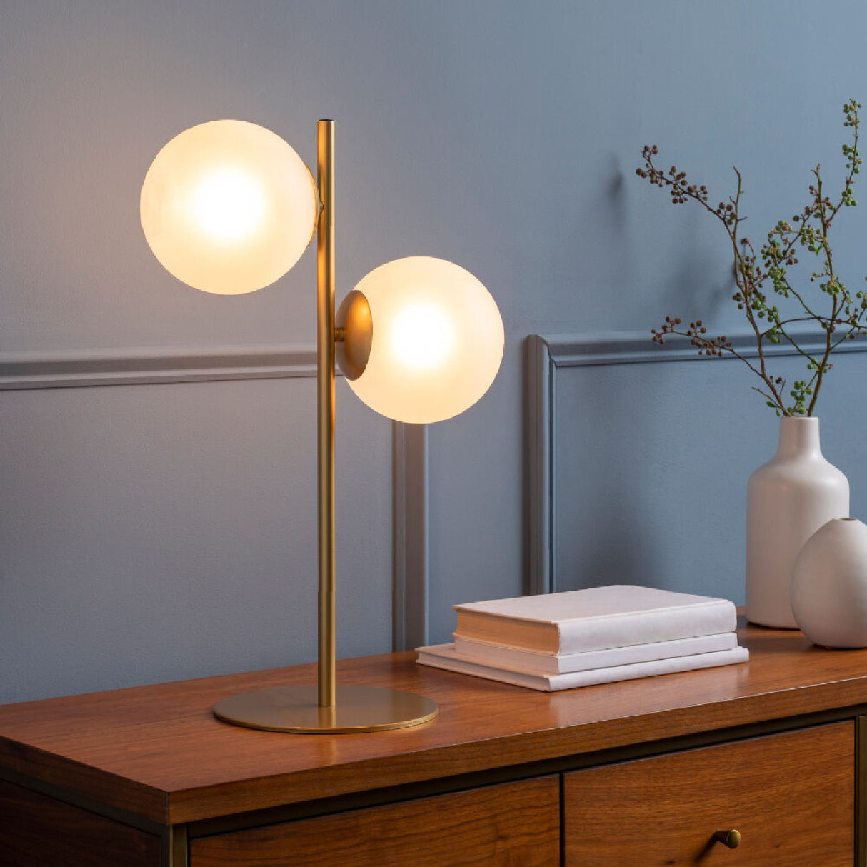 Modern European furniture - Dual White Glass Table Lamp - www.oroa.com | Oroa.com