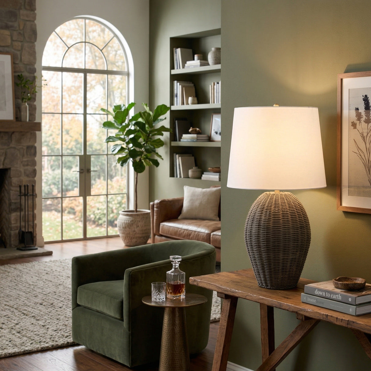 Modern European furniture - Rattan Base Accent Table Lamp L - www.oroa.com | Oroa.com