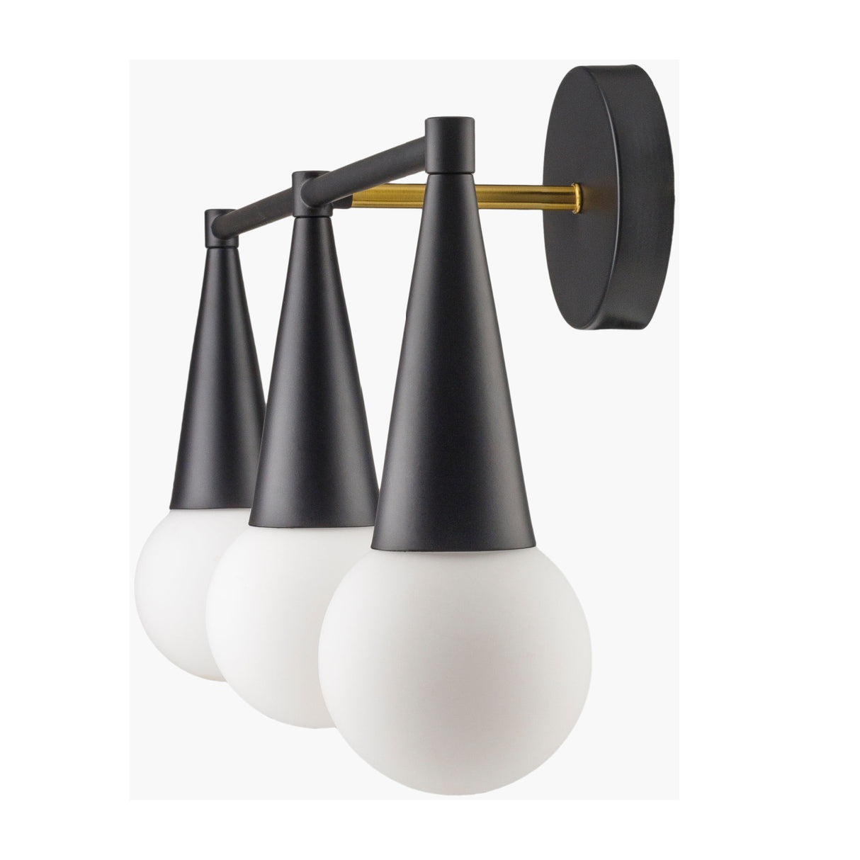 Modern European furniture - Conical Black 3-Light Wall Lamp - www.oroa.com | Oroa.com