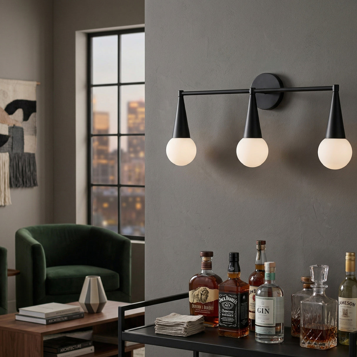Modern European furniture - Conical Black 3-Light Wall Lamp - www.oroa.com | Oroa.com