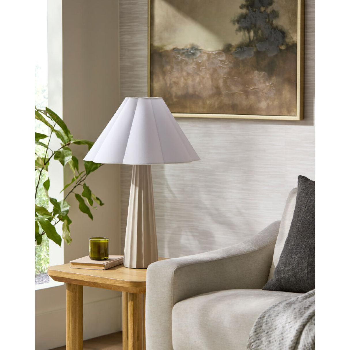 Modern European furniture - Scalloped White Cotton Table Lamp - www.oroa.com | Oroa.com