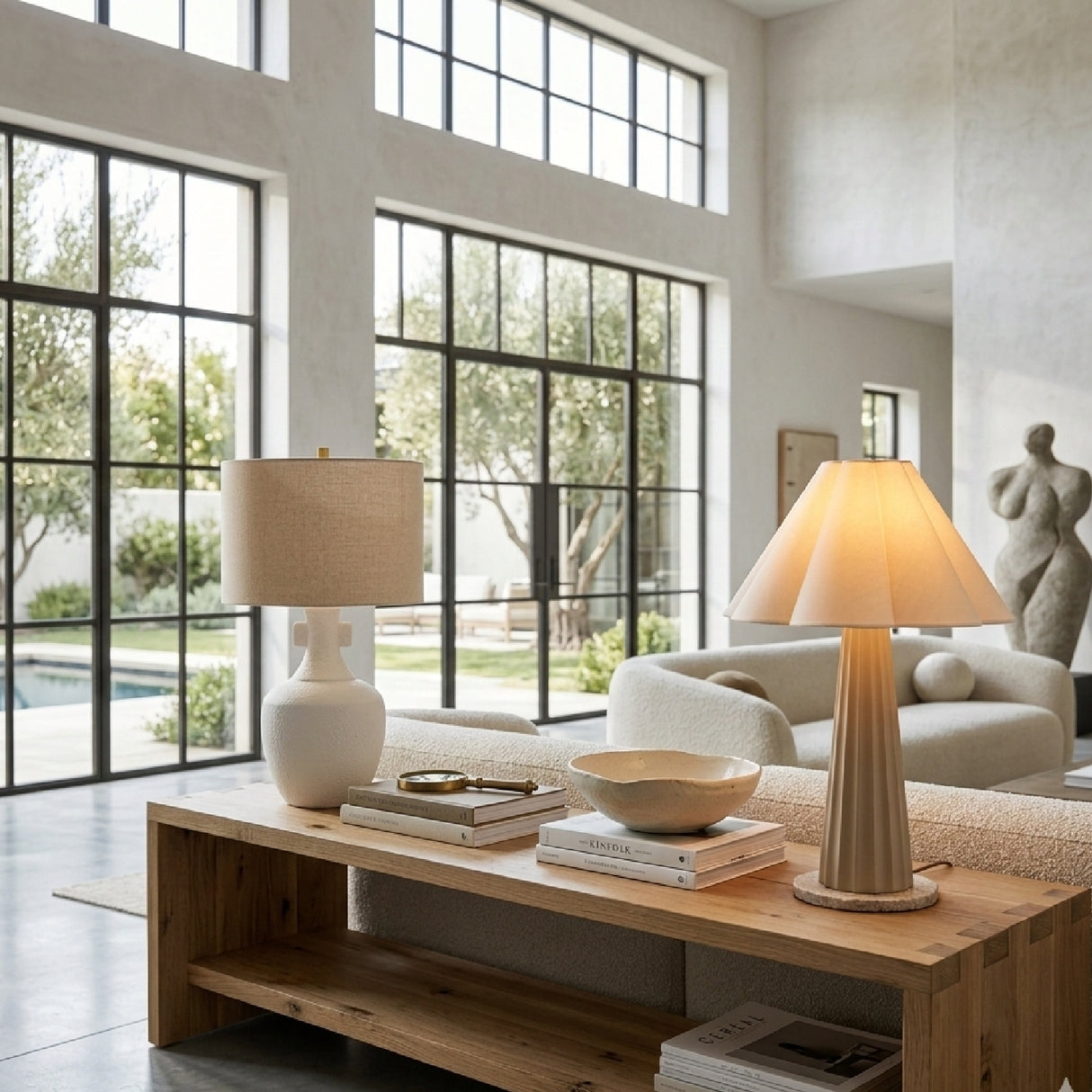 Modern European furniture - Scalloped White Cotton Table Lamp - www.oroa.com | Oroa.com