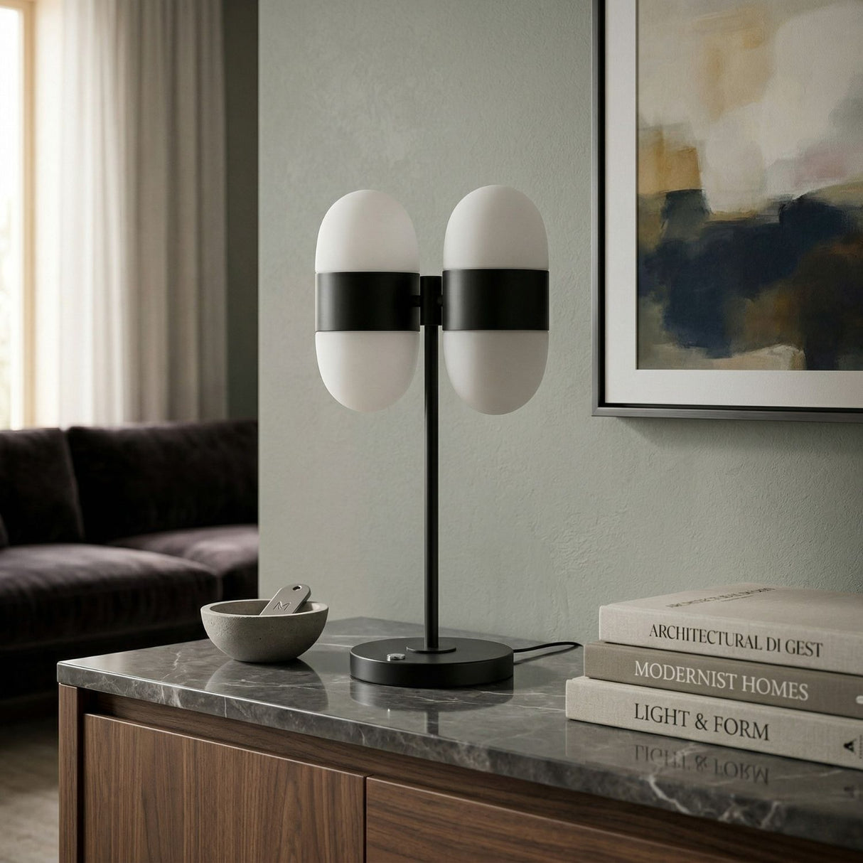 Modern European furniture - Dual White Glass Table Lamp - www.oroa.com | Oroa.com