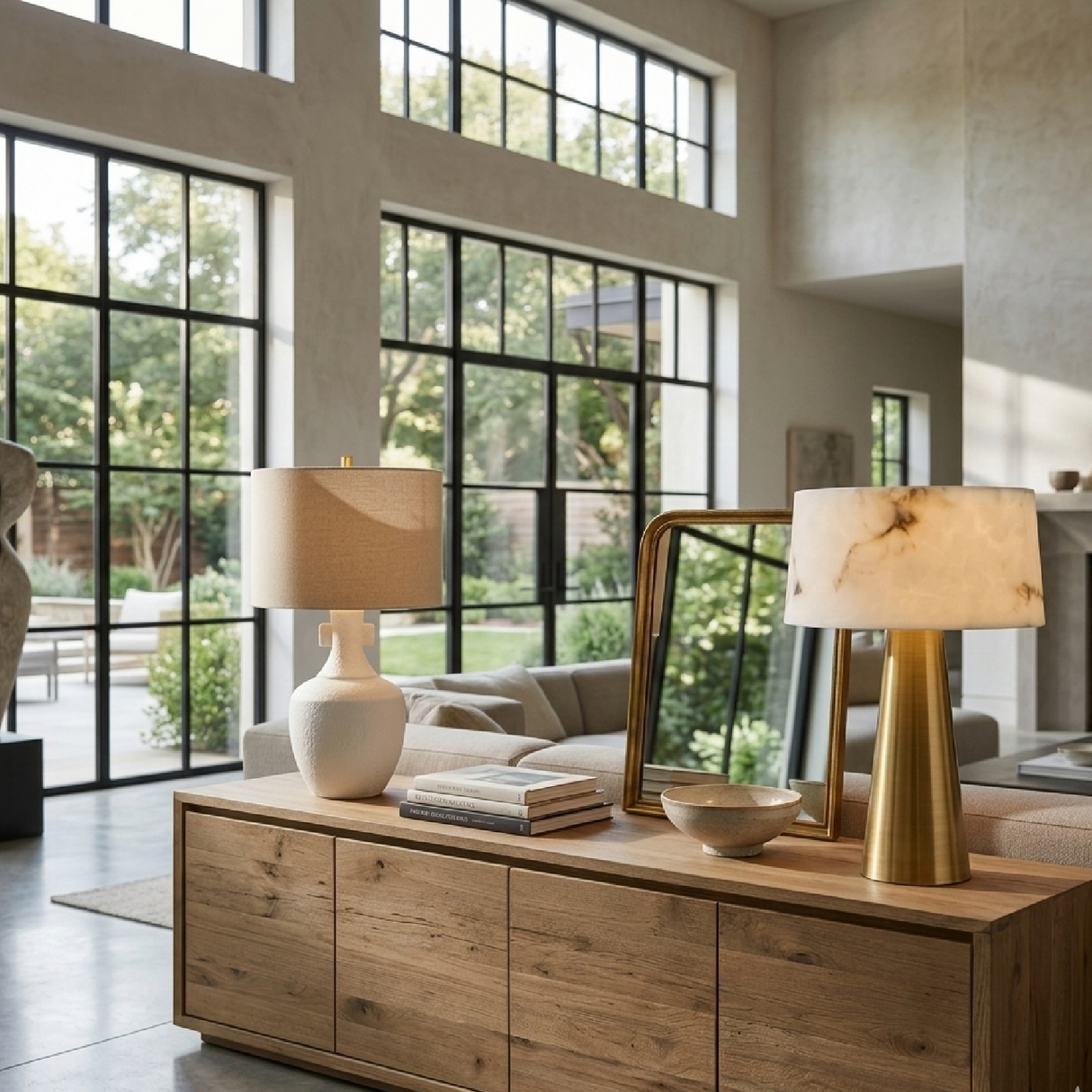 White Stone Shade Table Lamp | Oroa.com