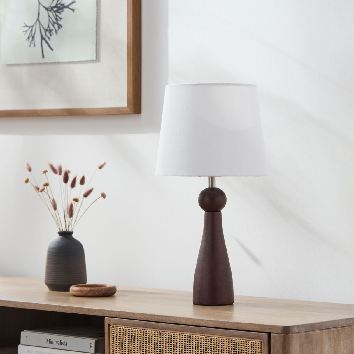 Modern European furniture - Wood Veneer Linen Table Lamp - www.oroa.com | Oroa.com
