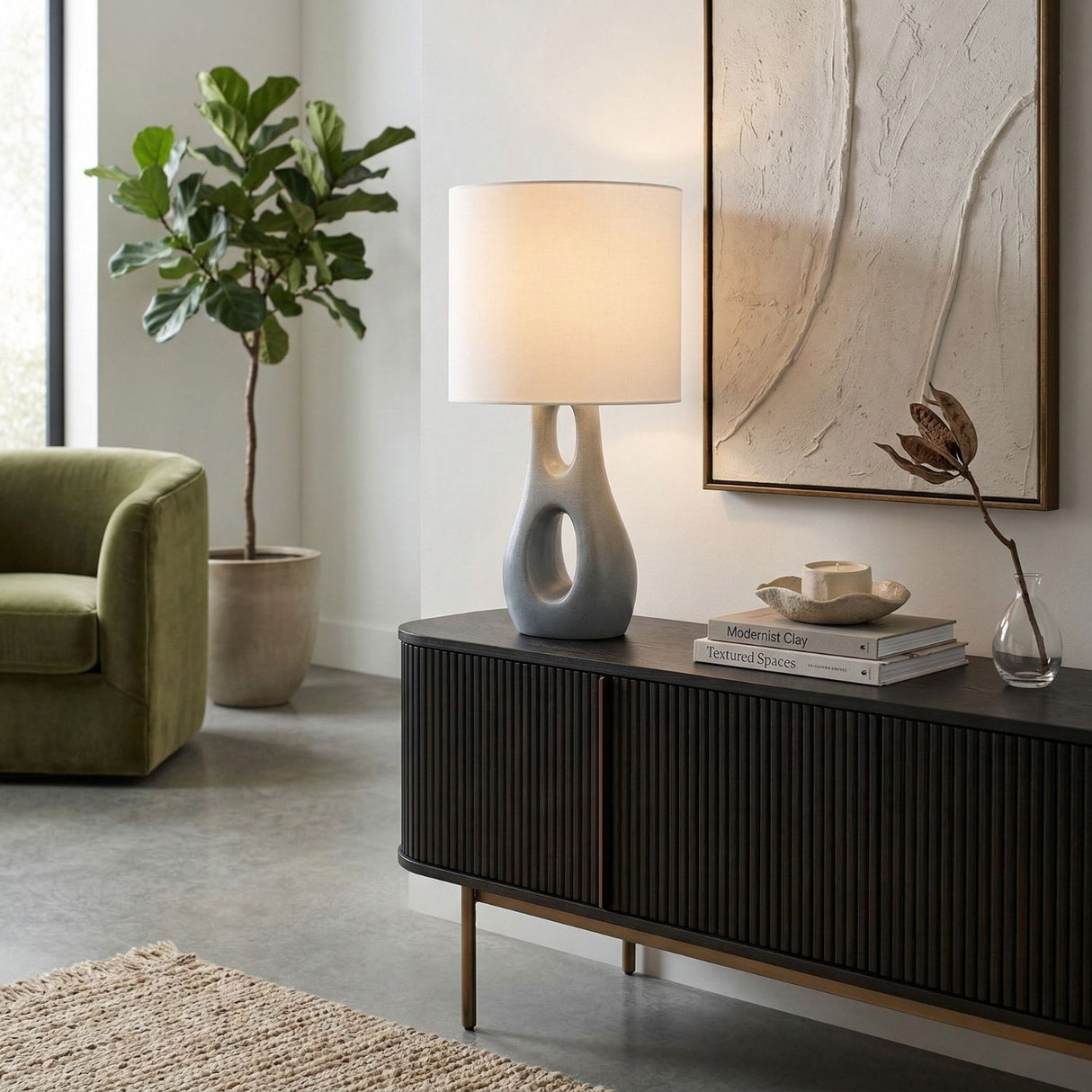 Modern European furniture - Textured Gray Accent Table Lamp - www.oroa.com | Oroa.com