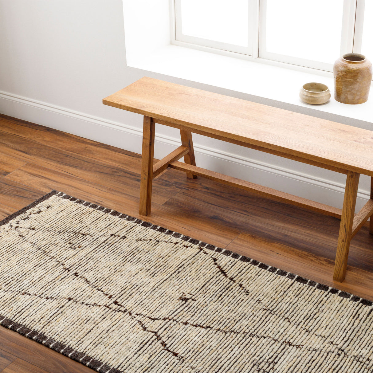 Gray Hand-Knotted Wool Table Runner | Oroa.com