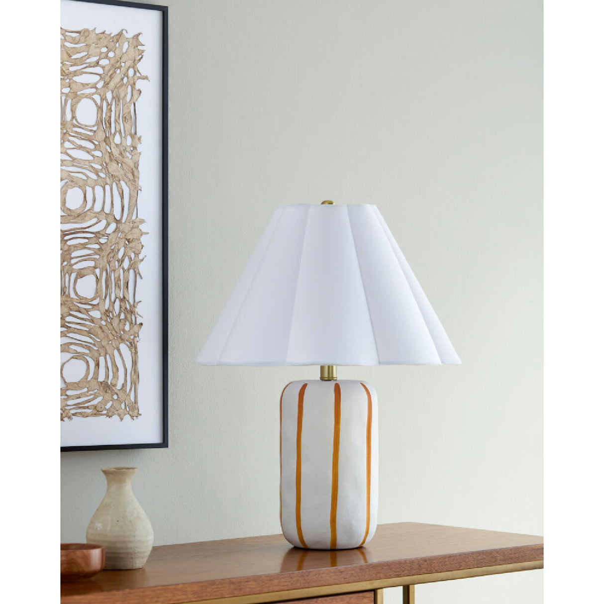 Modern European furniture - Ceramic Scalloped Linen Table Lamp - www.oroa.com | Oroa.com