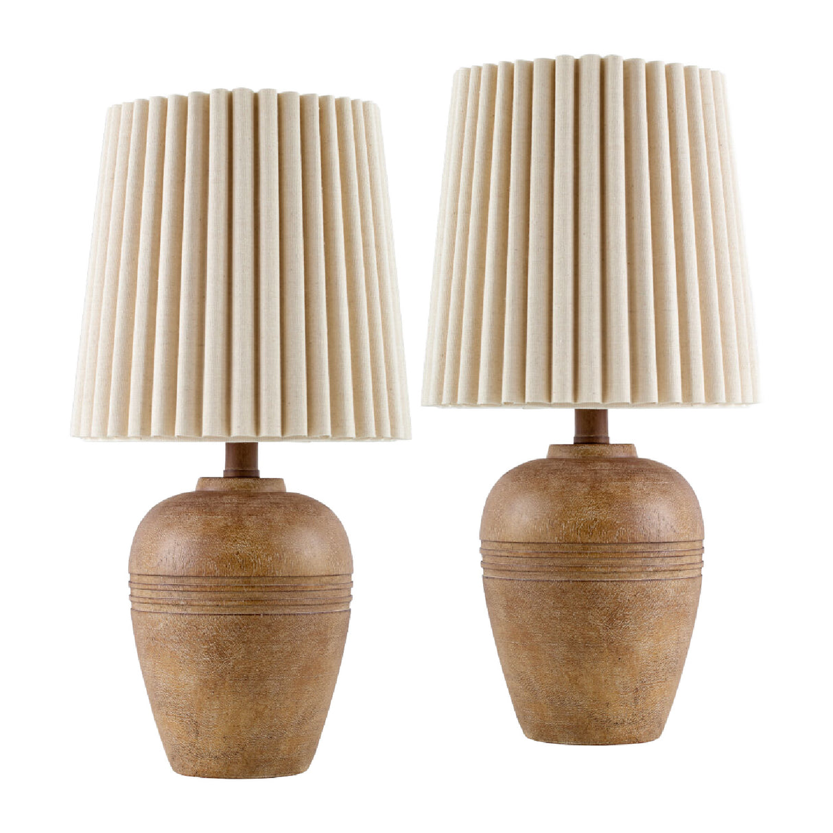 Modern European furniture - Fluted Linen Table Lamp Set (2) - www.oroa.com | Oroa.com