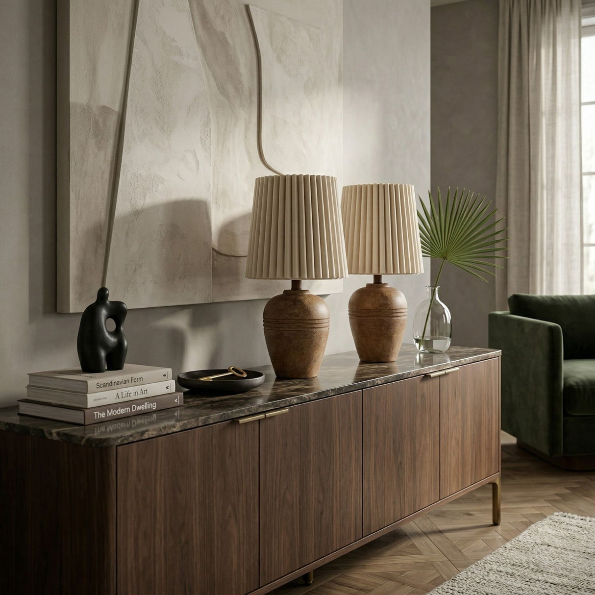 Modern European furniture - Fluted Linen Table Lamp Set (2) - www.oroa.com | Oroa.com