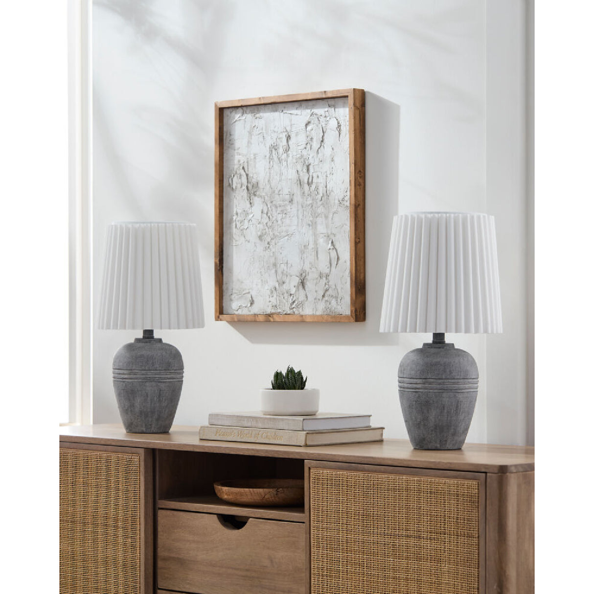 Modern European furniture - Fluted Linen Table Lamp Set (2) - www.oroa.com | Oroa.com