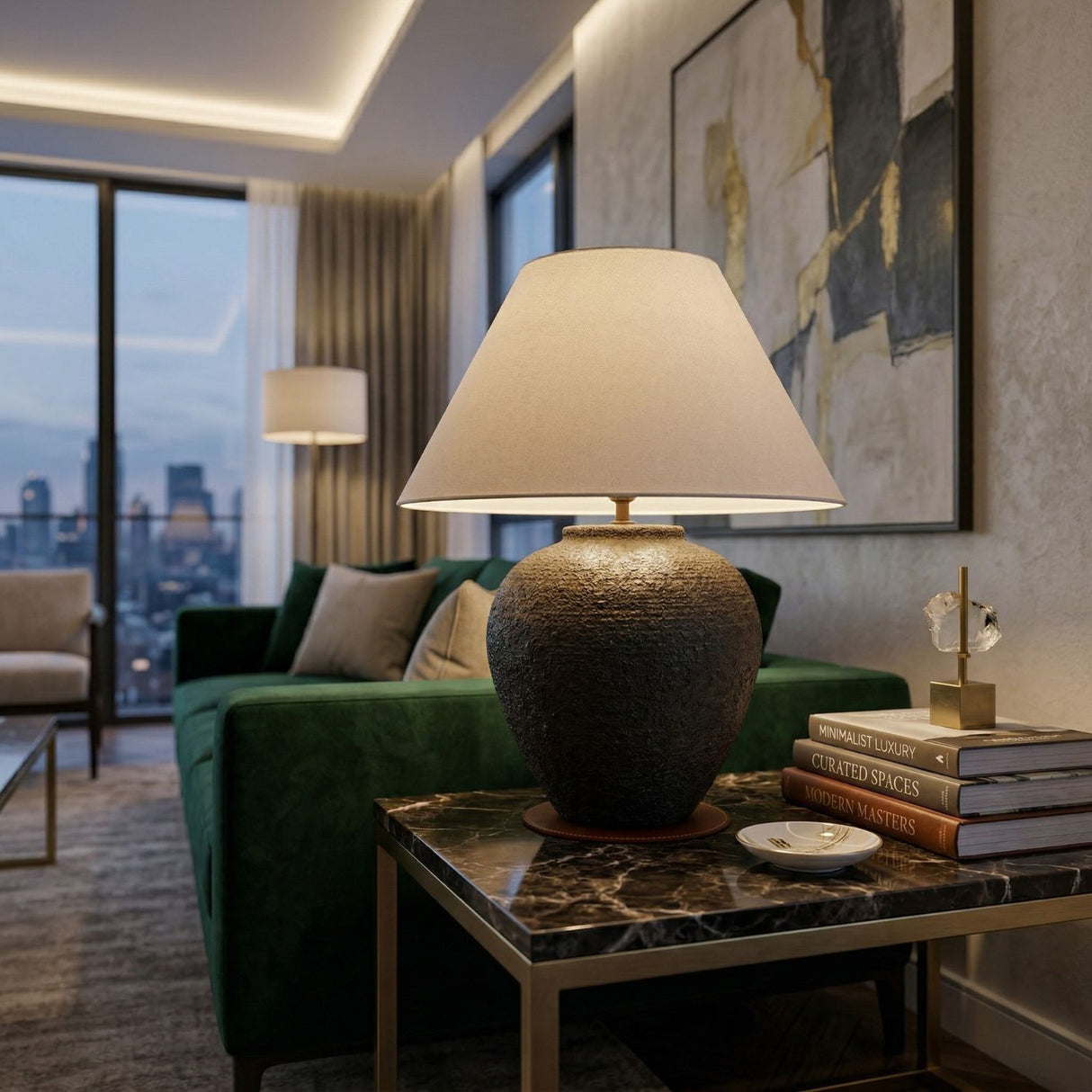 Modern European furniture - Empire Linen Shade Table Lamp - www.oroa.com | Oroa.com