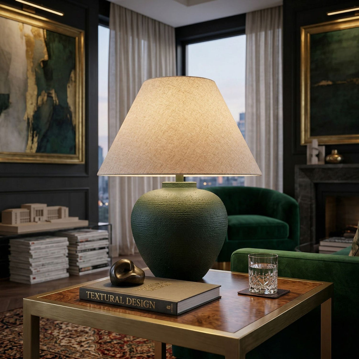 Modern European furniture - Empire Linen Shade Table Lamp - www.oroa.com | Oroa.com