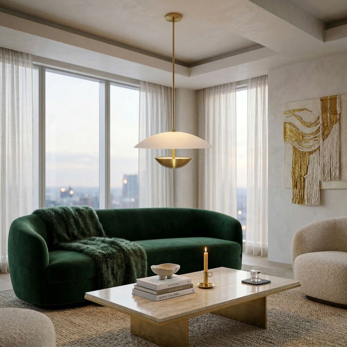 Modern European furniture - White Glass Semi-Dome Pendant Lamp - www.oroa.com | Oroa.com